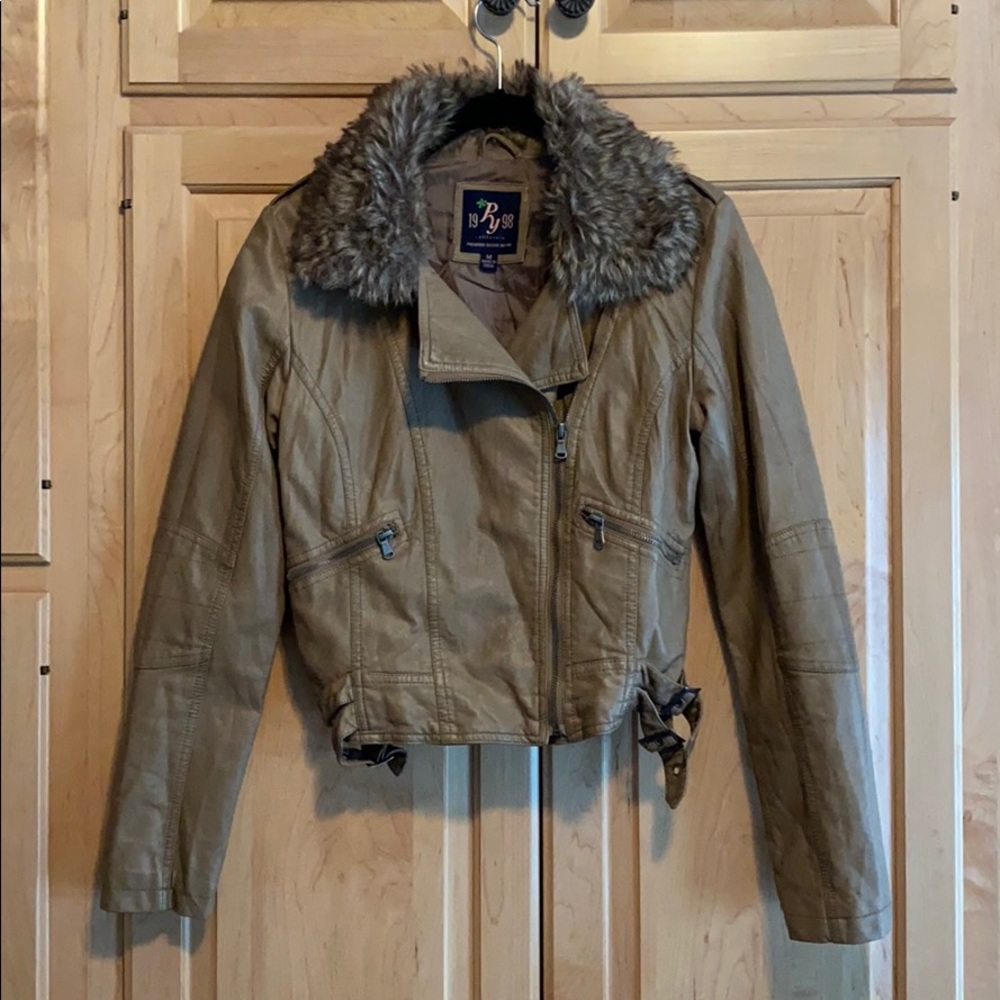 Faux fur Leather Jacket Size Medium